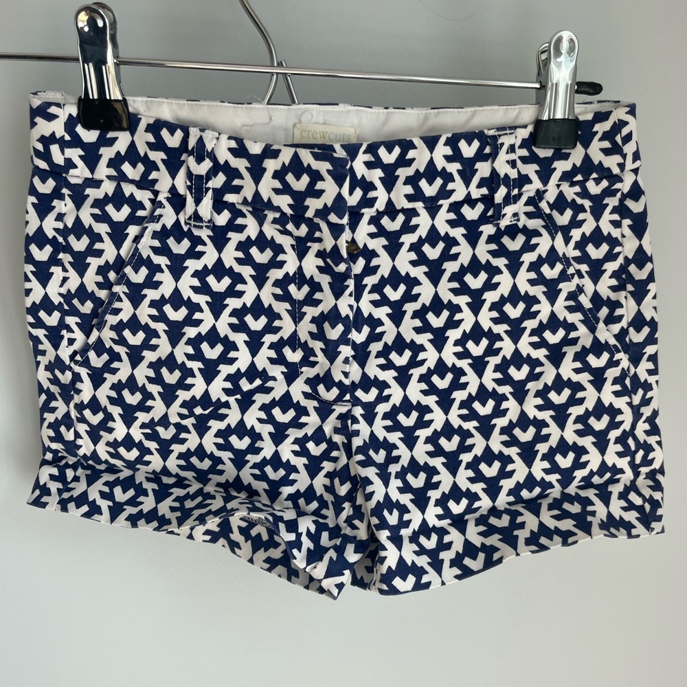 Crewcuts Blue and White Patterned Shorts Girls Size 8
